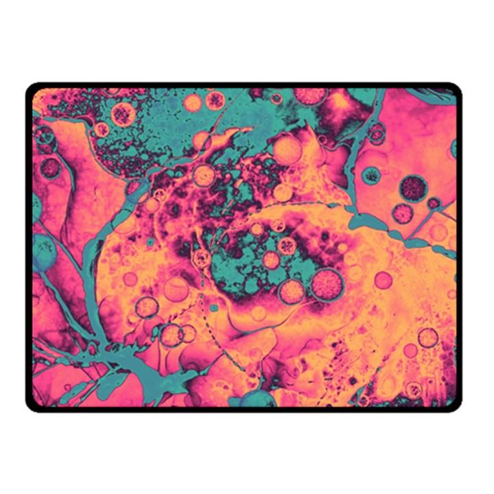 Orange and turquoise alcohol ink  Fleece Blanket (Small)