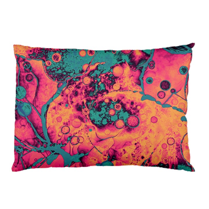 Orange and turquoise alcohol ink  Pillow Case (Two Sides)