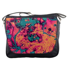 Orange And Turquoise Alcohol Ink  Messenger Bag by Dazzleway