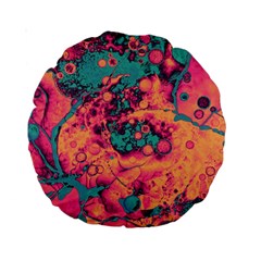 Orange And Turquoise Alcohol Ink  Standard 15  Premium Round Cushions by Dazzleway