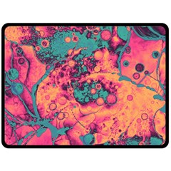 Orange And Turquoise Alcohol Ink  Double Sided Fleece Blanket (large)  by Dazzleway