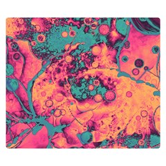 Orange And Turquoise Alcohol Ink  Double Sided Flano Blanket (small)  by Dazzleway