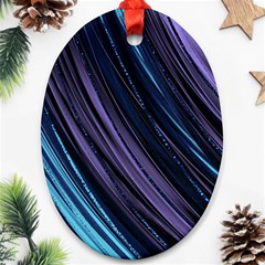 Blue And Purple Stripes Ornament (oval) by Dazzleway