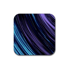 Blue And Purple Stripes Rubber Coaster (square)  by Dazzleway