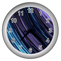 Blue And Purple Stripes Wall Clock (silver) by Dazzleway