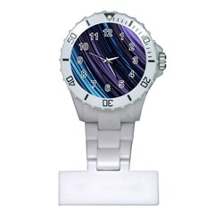 Blue And Purple Stripes Plastic Nurses Watch by Dazzleway