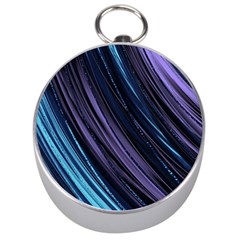 Blue And Purple Stripes Silver Compasses by Dazzleway