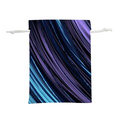 Blue And Purple Stripes Lightweight Drawstring Pouch (l) by Dazzleway