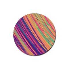 Colorful Stripes Rubber Coaster (round)  by Dazzleway