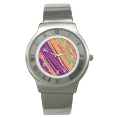 Colorful Stripes Stainless Steel Watch by Dazzleway