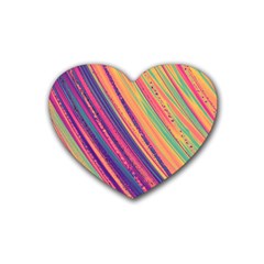 Colorful Stripes Heart Coaster (4 Pack)  by Dazzleway