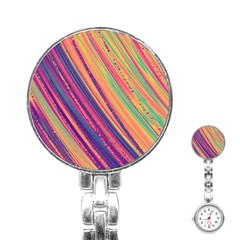 Colorful Stripes Stainless Steel Nurses Watch by Dazzleway