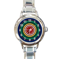 Nine 9 Bar Rainbow Target Round Italian Charm Watch by WetdryvacsLair