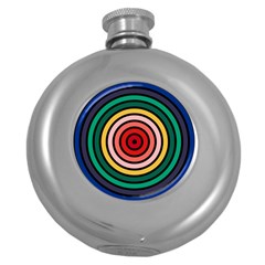 Nine 9 Bar Rainbow Target Round Hip Flask (5 Oz) by WetdryvacsLair