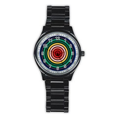 Nine 9 Bar Rainbow Target Stainless Steel Round Watch by WetdryvacsLair