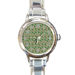 Deer Retro Pattern Round Italian Charm Watch