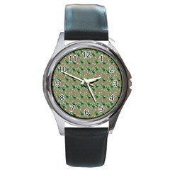 Deer Retro Pattern Round Metal Watch