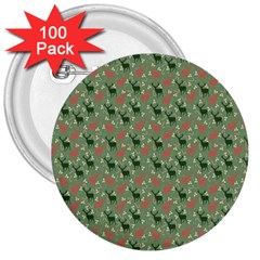 Deer Retro Pattern 3  Buttons (100 pack) 