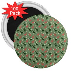 Deer Retro Pattern 3  Magnets (100 pack)