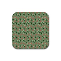 Deer Retro Pattern Rubber Coaster (Square) 