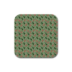 Deer Retro Pattern Rubber Square Coaster (4 pack) 