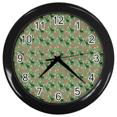 Deer Retro Pattern Wall Clock (Black)