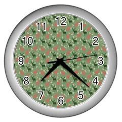 Deer Retro Pattern Wall Clock (Silver)