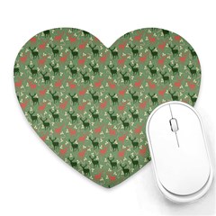 Deer Retro Pattern Heart Mousepads