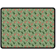 Deer Retro Pattern Double Sided Fleece Blanket (large) 