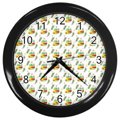 Background Cactus Wall Clock (black) by Mariart