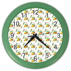 Background Cactus Color Wall Clock by Mariart