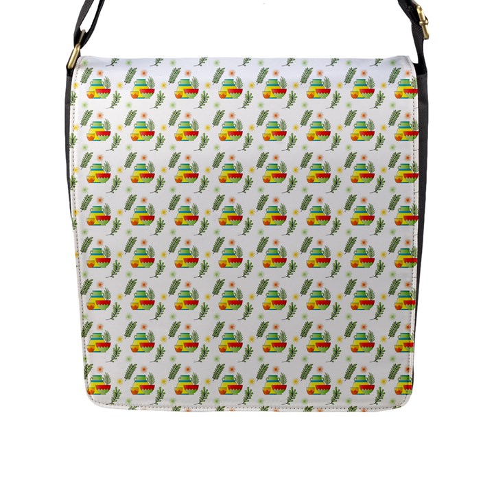 Background Cactus Flap Closure Messenger Bag (L)