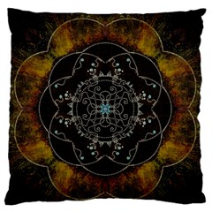 Mandala - 0005 - The Pressing Large Flano Cushion Case (one Side) by WetdryvacsLair