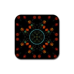 Mandala - 0006 - Floating Free Rubber Coaster (square)  by WetdryvacsLair