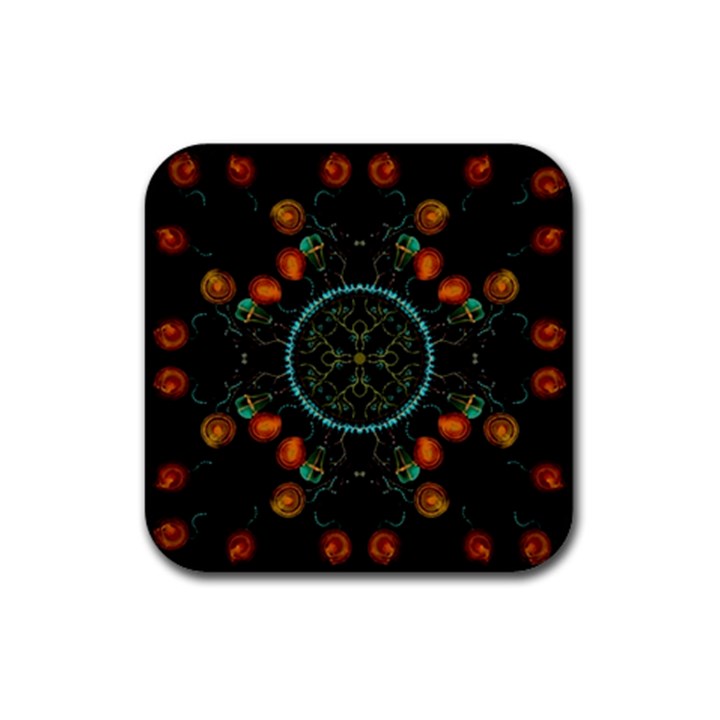 Mandala - 0006 - Floating Free Rubber Square Coaster (4 pack) 