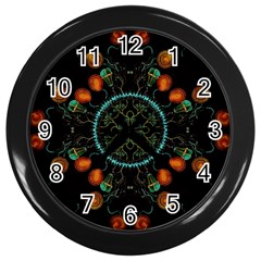 Mandala - 0006 - Floating Free Wall Clock (black) by WetdryvacsLair