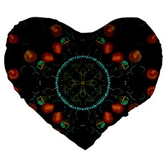 Mandala - 0006 - Floating Free Large 19  Premium Heart Shape Cushions by WetdryvacsLair