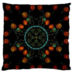 Mandala - 0006 - Floating Free Large Flano Cushion Case (one Side) by WetdryvacsLair