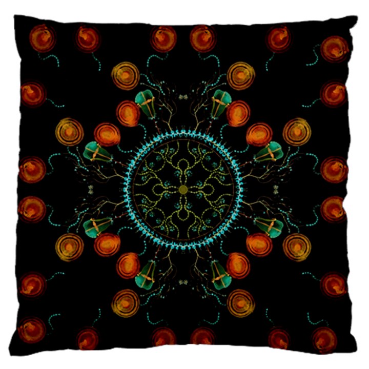 Mandala - 0006 - Floating Free Large Flano Cushion Case (One Side)