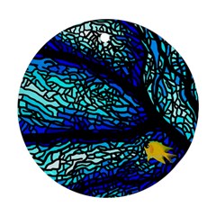 Sea-fans-diving-coral-stained-glass Ornament (round) by Sapixe