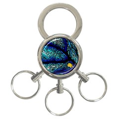 Sea-fans-diving-coral-stained-glass 3-ring Key Chain