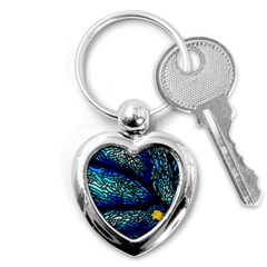 Sea-fans-diving-coral-stained-glass Key Chain (heart)