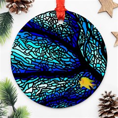 Sea-fans-diving-coral-stained-glass Round Ornament (two Sides)