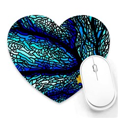 Sea-fans-diving-coral-stained-glass Heart Mousepads by Sapixe