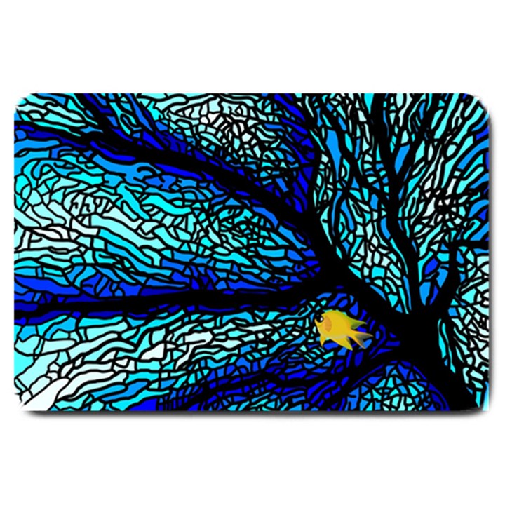 Sea-fans-diving-coral-stained-glass Large Doormat 