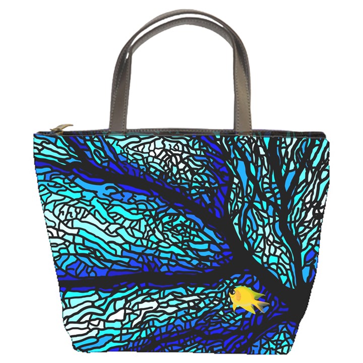 Sea-fans-diving-coral-stained-glass Bucket Bag