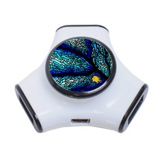 Sea-fans-diving-coral-stained-glass 3-port Usb Hub by Sapixe