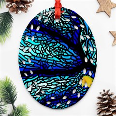 Sea-fans-diving-coral-stained-glass Ornament (oval Filigree)