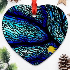 Sea-fans-diving-coral-stained-glass Ornament (heart) by Sapixe