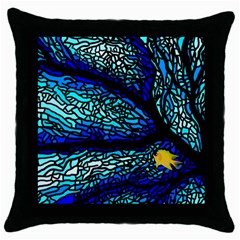 Sea-fans-diving-coral-stained-glass Throw Pillow Case (black) by Sapixe